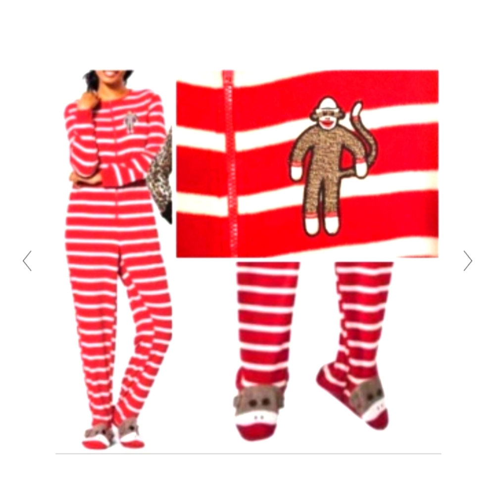 Nick & Nora Sleepwear Sock Monkey Striped Onesie S